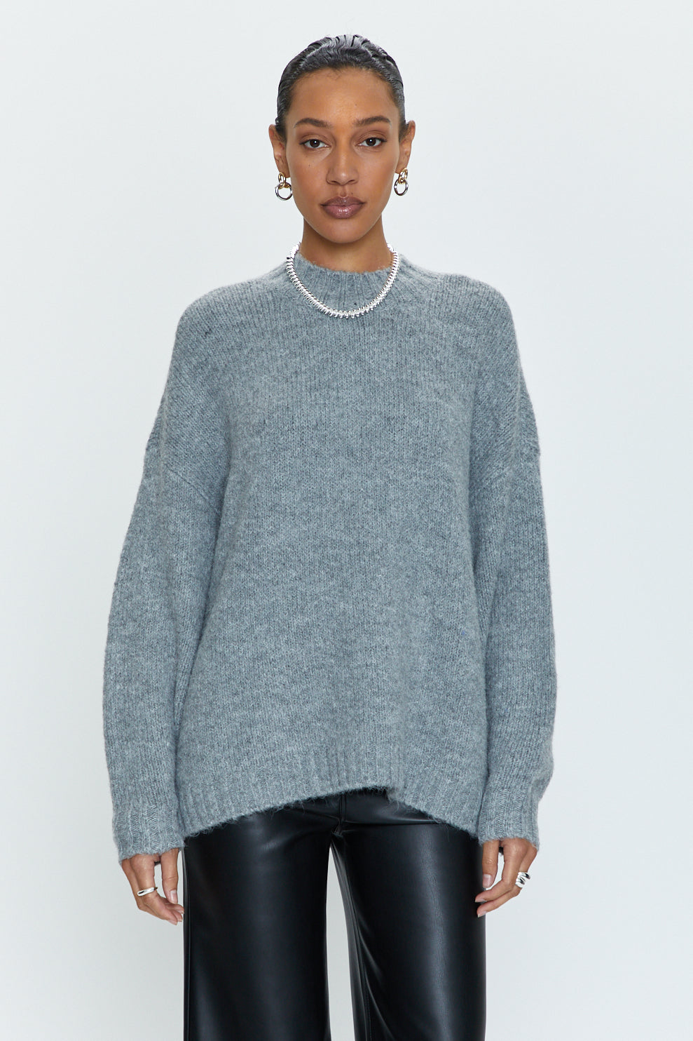 Carlen Mock Neck Sweater - Heather Grey
            
              Sale